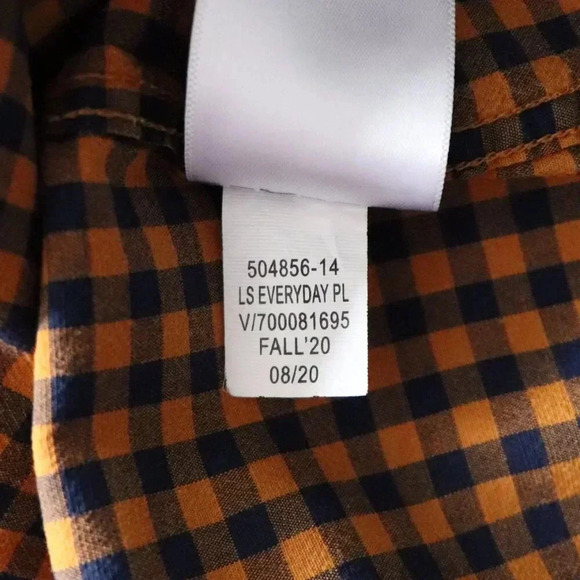 Old Navy Men's Large Orange Plaid Regular Fit Buttoned Collared Long Sleeve Top - Picture 11 of 11